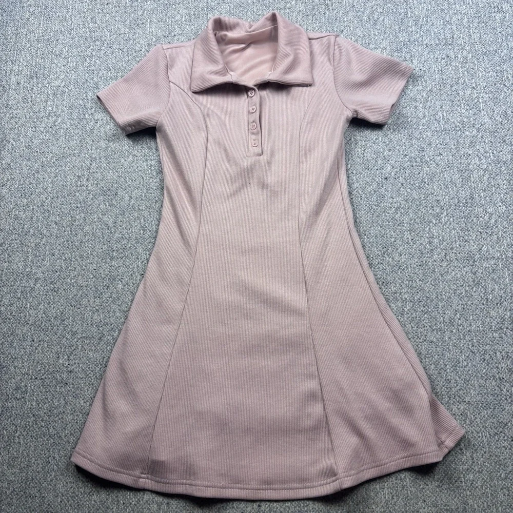 Dusty Pink Daisy Collared Layered Women's Dress Size Small - Picture 1 of 5